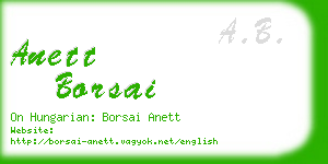 anett borsai business card